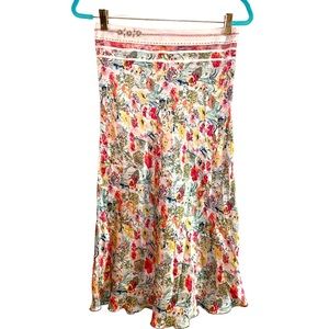 Dex fresh Silk floral bead embellished skirt sz 2